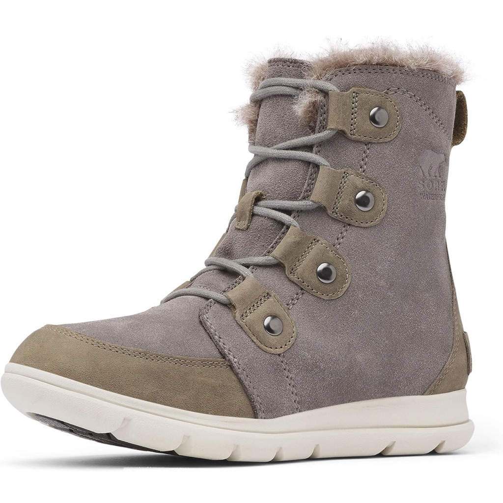 Sorel Women’s Explorer Joan Lace Up Suede Boots Quarry Gray Size 8